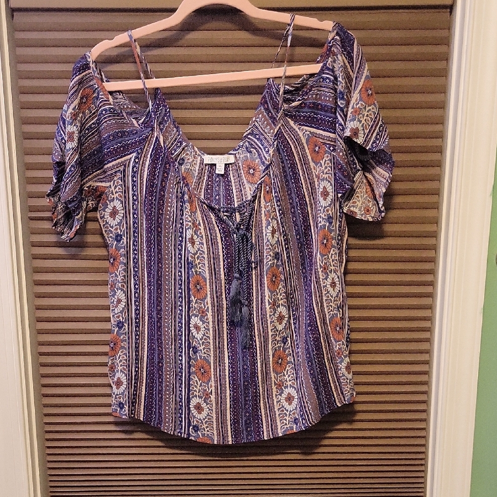 Patrons of Peace Purple and Orange Striped Blouse